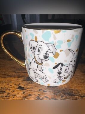 101 Dalmatians Disney Animals Decorative Gold Trim + Handle Ceramic Mug